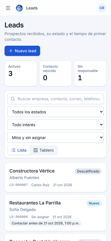 Leads en el celular.